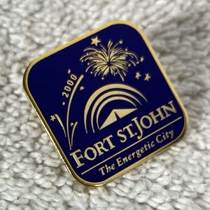 5/$35 Vintage Fort St John The energetic City 2000 Enamel Souvenir Pin